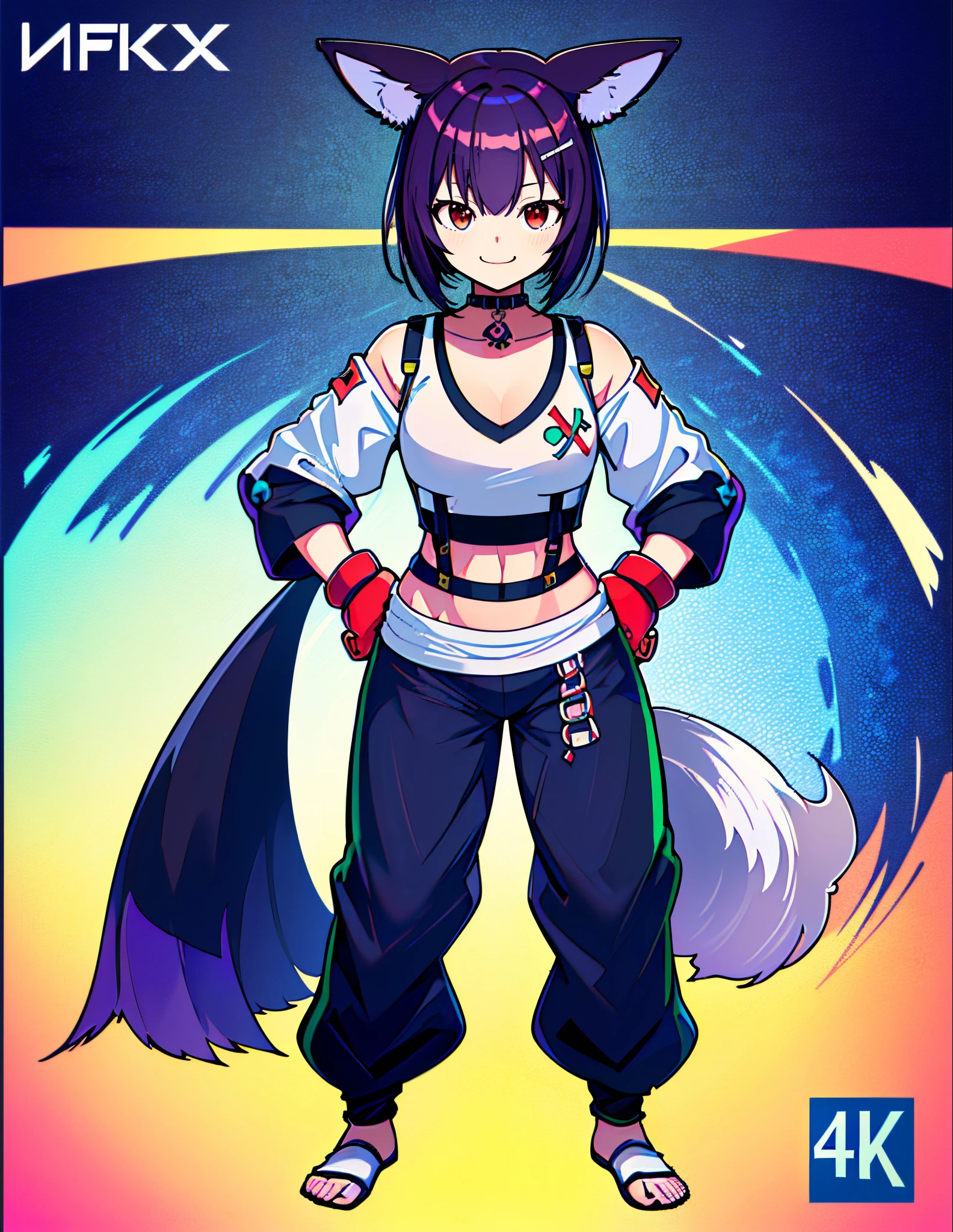 (best quality,4k,8k,highres,masterpiece:1.2),ultra-detailed, ((fox girl)), ((full body)), ((perfect body)), (((standing pose))), (((very baggy and long harem fighter pants))), ((pefect pants)), ((detailed pants)), ((perfect clothes)), ((fully detailed)), illustration,vivid colors