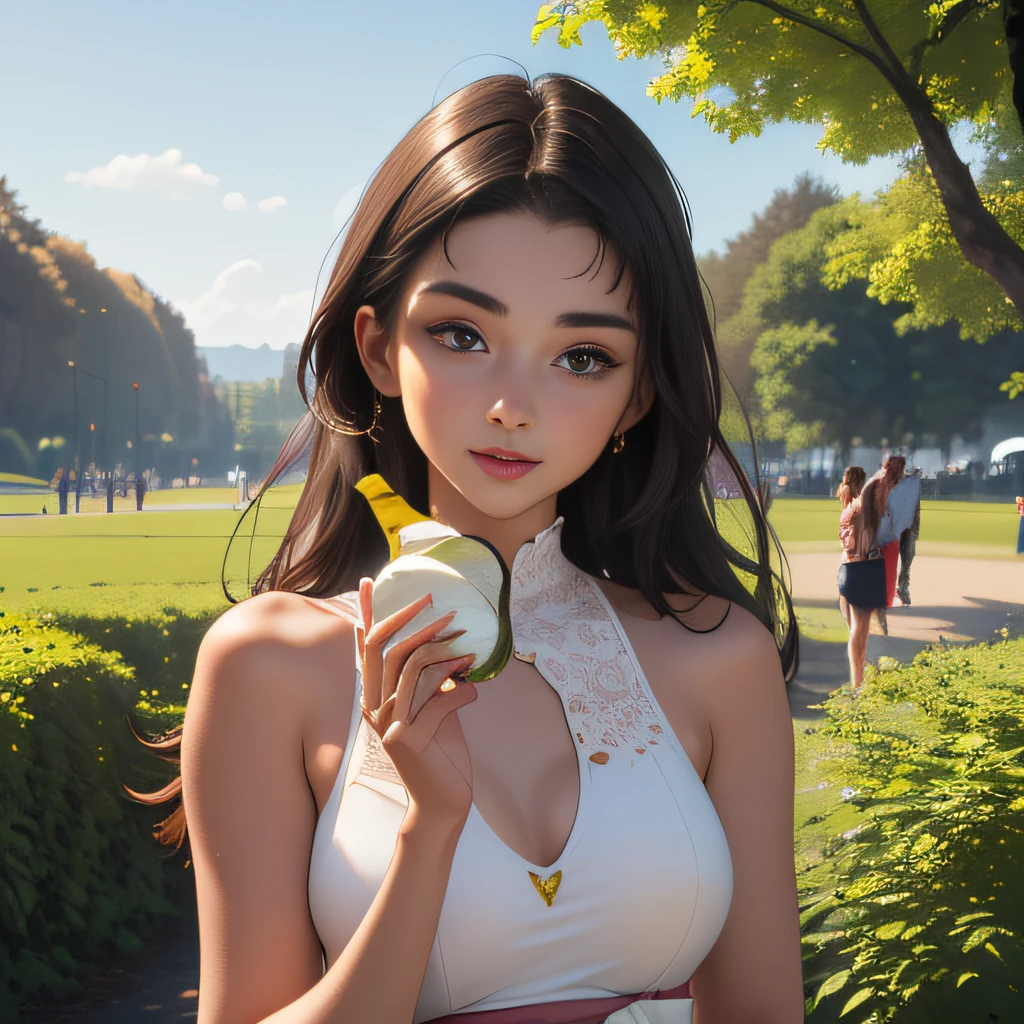 (Extremely detailed 8k wallpaper:2), (photo:2), (43 years old soigne Beautiful girl:2), (gives a lecture to friends:2), detailed (Face and eyes), (hyper realistic:1), (highly detailed:1), (epic realistic:1), rim light, (maximum details:1), cozy, (fullbody:1.3), (looking at viewer:2), (Woman's Attractive Qualities:2), (Attractive Woman:2), (Attractive:2), Smile, Intelligence, Empathy, Gracefulness, Sense of Style, Fitness, Grooming, Optimism, (Sensitivity:2), Sincerity, Romantic Gestures, Playfulness, Fashion Sense, (Sensuality:2), Charm, Modesty, Thoughtfulness, (Femininity:1), Flirtatiousness, Warmth, (Physical attractiveness:2), A beautiful smile, A love of life, strength and power, vulnerability, curiosity, wonder, love, (nature background:2), kawaii, waifu, Beautiful breasts, (attractive body:2), (Beautiful body:2), Beautiful pose, attractive pose, (Beautiful legs:1.0), (Beautiful clothes:1), (classic clothes:2), (elegant clothes:2), (European clothes:2), detailed clothes, (skirt:1), (blouse:1), (provocative pose)