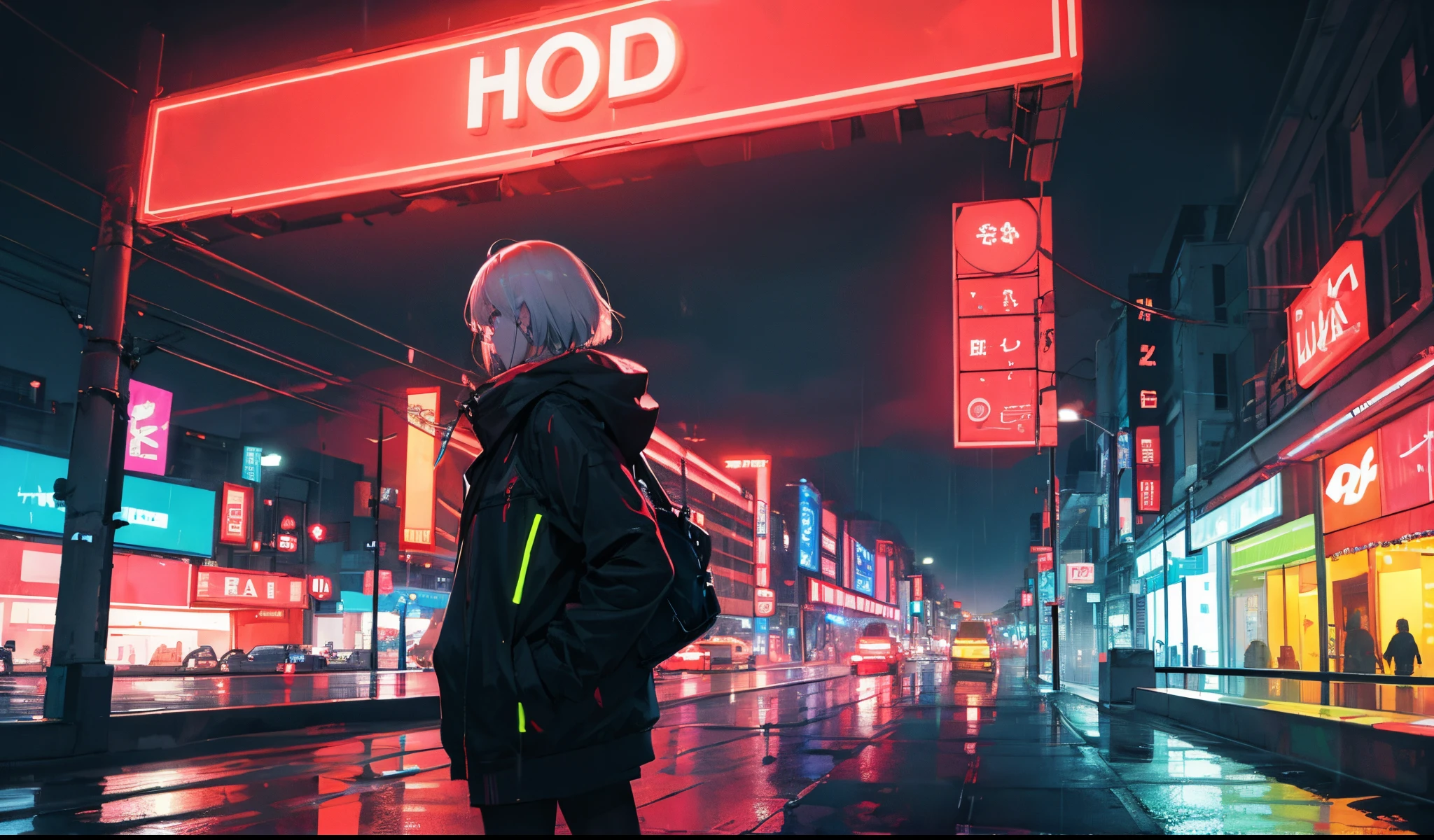 chuva, neon lights