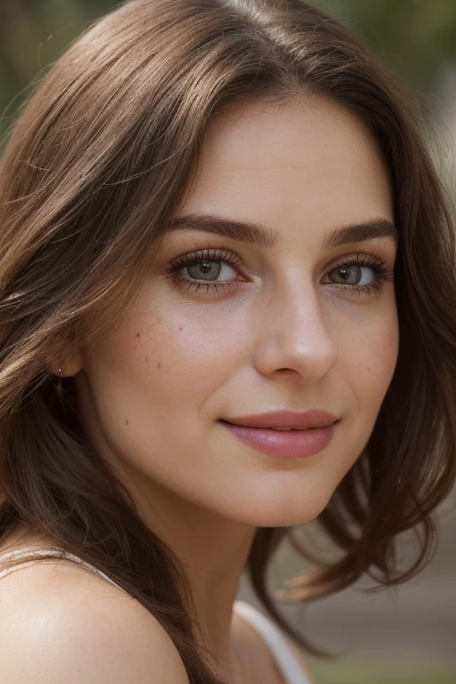 (aesthetic portrait,artistic,photography:1.1),(best quality,highres),(ultra-detailed,extremely detailed face:1.1),(natural lighting,warm tones),(soft and gentle atmosphere),(subtle background,blurred background) skin blemishes, skin wrinkles,25 years old,masterpiece,realistic skin texture,fine facial wrinkles,Latin woman,long wavy hairs,charming smile