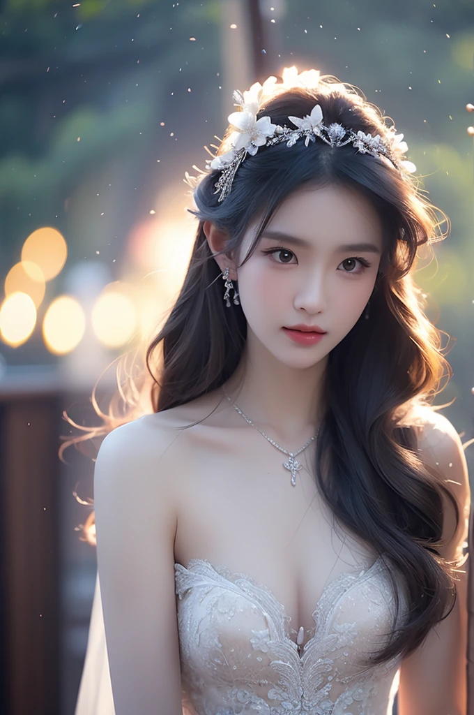 best quality, masterpiece, highres, 1girl,china wedding dress,hair ornament,necklace, jewelry,Beautiful face,upon_body, tyndall effect,photorealistic, dark studio, rim lighting, two tone lighting,(high detailed skin:1.2), 8k uhd, dslr, soft lighting, high quality, volumetric lighting, candid, Photograph, high resolution, 4k, 8k, Bokeh