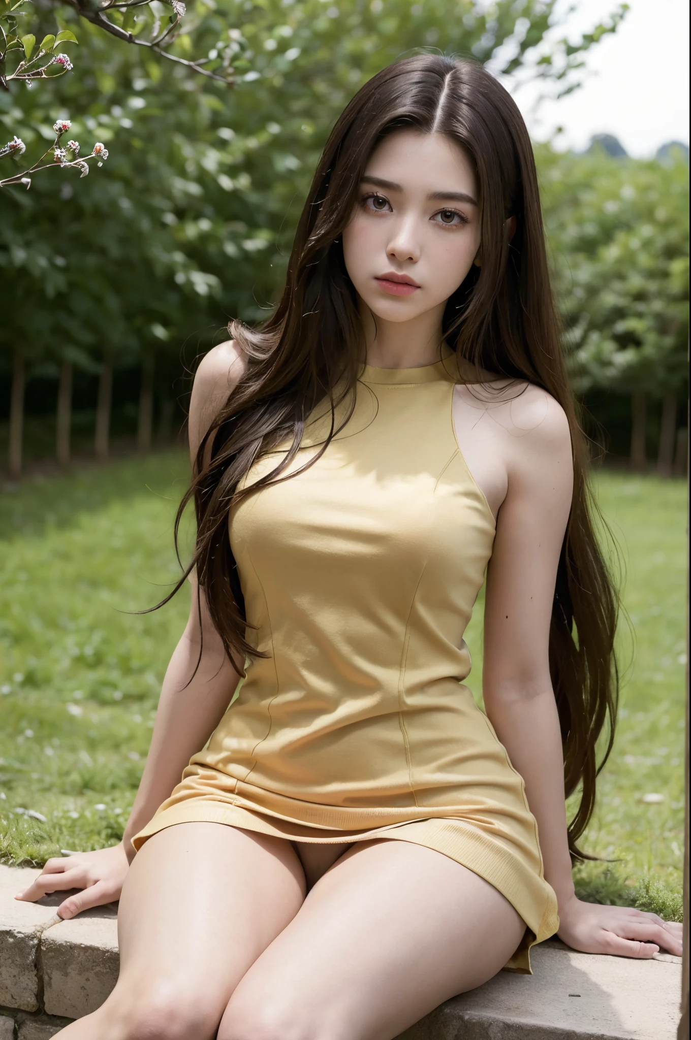 a 20-year-old girl surrounded by cherry trees, flor de cerezo, caliente con sol brillante,
cuerpo completo, 
luz del sol,
cinematiclight,

desde abajo,

(((long hair))),
hair (smooth flat),
horsetail hair,

Gargantilla,
pechos gigantescos:1.2,
disparo de cuerpo completo,

(8k, foto RAW: 1.2), (HDR: 1.2), (enfoque superficial:  1.4), (foco nítido: 1.4),
sin sujetador,
vestido, plateado,
(dedo del pie de camello, Cameltoe, en forma de,
(mascara),
pies sumergidos en el rio,
(botas largas, tacones altos),
(obra maestra, mejor calidad), sthe highest qualit, cinematiclight, 4k