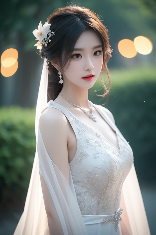 best quality, masterpiece, highres, 1girl,china wedding dress,hair ornament,necklace, jewelry,Beautiful face,upon_body, tyndall effect,photorealistic, dark studio, rim lighting, two tone lighting,(high detailed skin:1.2), 8k uhd, dslr, soft lighting, high quality, volumetric lighting, candid, Photograph, high resolution, 4k, 8k, Bokeh