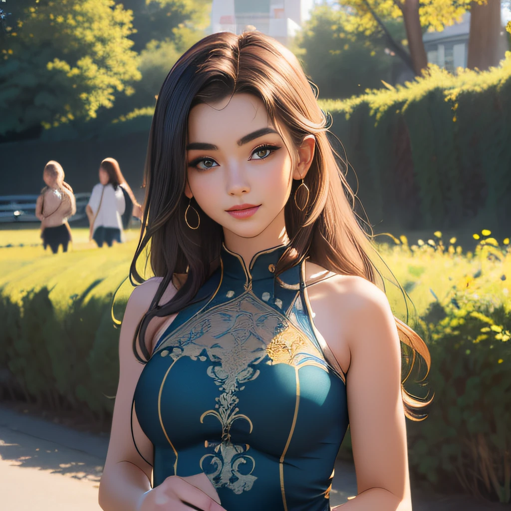 (extremely detailed 8K wallpaper:2), (photo:2), (25 years old Xuan Beautiful girl:2), (gives a lecture to friends:2), Detailed (Face & Eyes), (hyper realistic:1), (Highly detailed:1), (Epic Realistic:1), rim light, (Maximum details:1), Cosy, (body complet:1.3), (looking a viewer:2), (Attractive qualities of a woman:2), (attractive female:2), (Attractive:2), Smile, intelligence, sympathy, Grace, A sense of style, Fitness, Care, optimism, (sensitivity:2), frankness, Romantic gestures, playfulness, Fashion Sense, (sensuality:2), charm, modesty, Thoughtfulness, (femininity:1), flirtatiousness, warmth, (Physical Attractiveness:2), beautiful smile, Love of Life, Strength and power, Vulnerability, curiosity, wonder, Love, (Nature's prehistory:2), Kawaii, waifu, beautiful breasts, (attractive body:2), (handsome body:2), BEAUTIFUL POSE, attractive pose, (nice feet:1.0), (beautiful clothing:1), (Classic clothes:2), (elegant clothing:2), (European Clothing:2), detailed clothes, (upskirt:1), (blouse:1), (provocative pose)