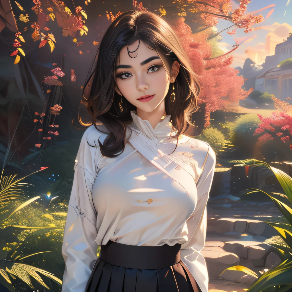 (extremely detailed 8K wallpaper:2), (photo:2), (24 years old Xuan Beautiful girl:2), (gives a lecture to friends:2), Detailed (Face & Eyes), (hyper realistic:1), (Highly detailed:1), (Epic Realistic:1), rim light, (Maximum details:1), Cosy, (body complet:1.3), (looking a viewer:2), (Attractive qualities of a woman:2), (attractive female:2), (Attractive:2), Smile, intelligence, sympathy, Grace, A sense of style, Fitness, Care, optimism, (sensitivity:2), frankness, Romantic gestures, playfulness, Fashion Sense, (sensuality:2), charm, modesty, Thoughtfulness, (femininity:1), flirtatiousness, warmth, (Physical Attractiveness:2), beautiful smile, Love of Life, Strength and power, Vulnerability, curiosity, wonder, Love, (Nature's prehistory:2), Kawaii, waifu, beautiful breasts, (attractive body:2), (handsome body:2), BEAUTIFUL POSE, attractive pose, (nice feet:1.0), (beautiful clothing:1), (Classic clothes:2), (elegant clothing:2), (European Clothing:2), detailed clothes, (upskirt:1), (blouse:1), (provocative pose)