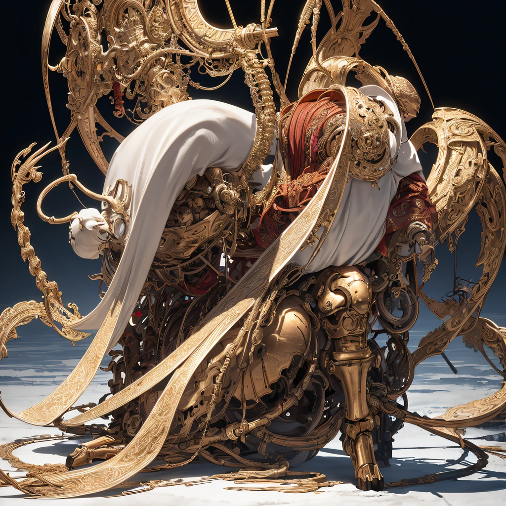 ((:1.1)), (tmasterpiece, top-quality, Best quality at best, offcial art, Beautiful and beautiful:1.2), (1 orange cat:1.3), extremely detaile,Colorful,The most detailed ((ultra - detailed)), (Highly detailed CG illustration), ((Extremely Delicately Beautiful)),电影灯光,((1 Mechanical Orange Cat)),Alone,full bodyesbian,(Machine made joints:1.2),(Mechanical limb),(The blood vessels are connected to the tube),(Mechanical vertebrae attach to the back),((The mechanical cervical vertebrae are attached to the neck)),(sitted),face expressionless,(wires and cables attaching to neck:1.2),(Wires and cables on the orange cat’s head:1.2),(Character focus),scientific fiction,white backgrounid