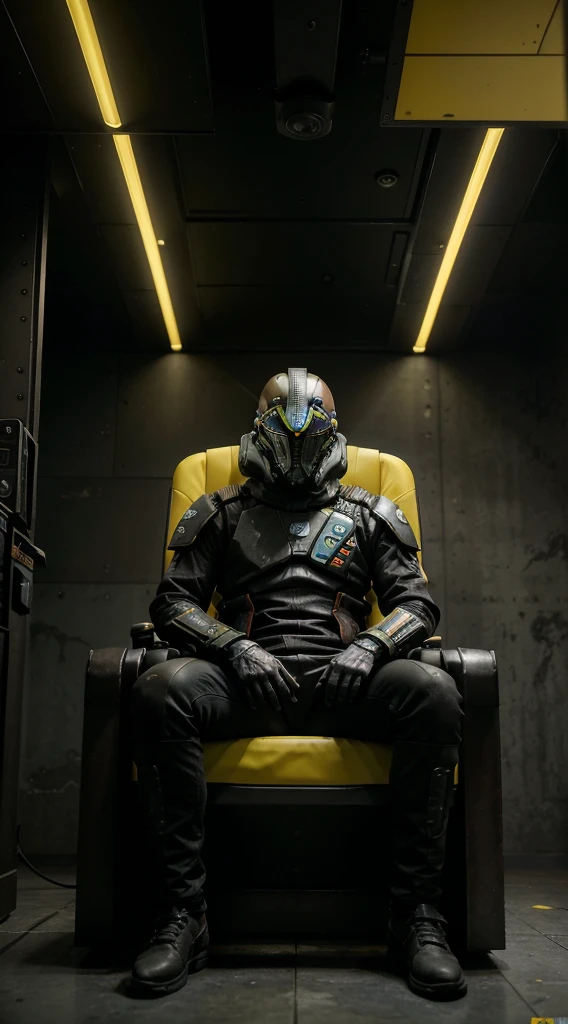 Isaac Clarke is a fictional character from the survival horror media franchise Dead Space, de propriedade e publicada pela Electronic Arts. He was introduced as the protagonist of Dead Space developed by EA subsidiary EA Redwood Shores, que mais tarde se tornou Visceral Games. Sitting on a futuristic throne with yellow colored lights and gray background and smoke