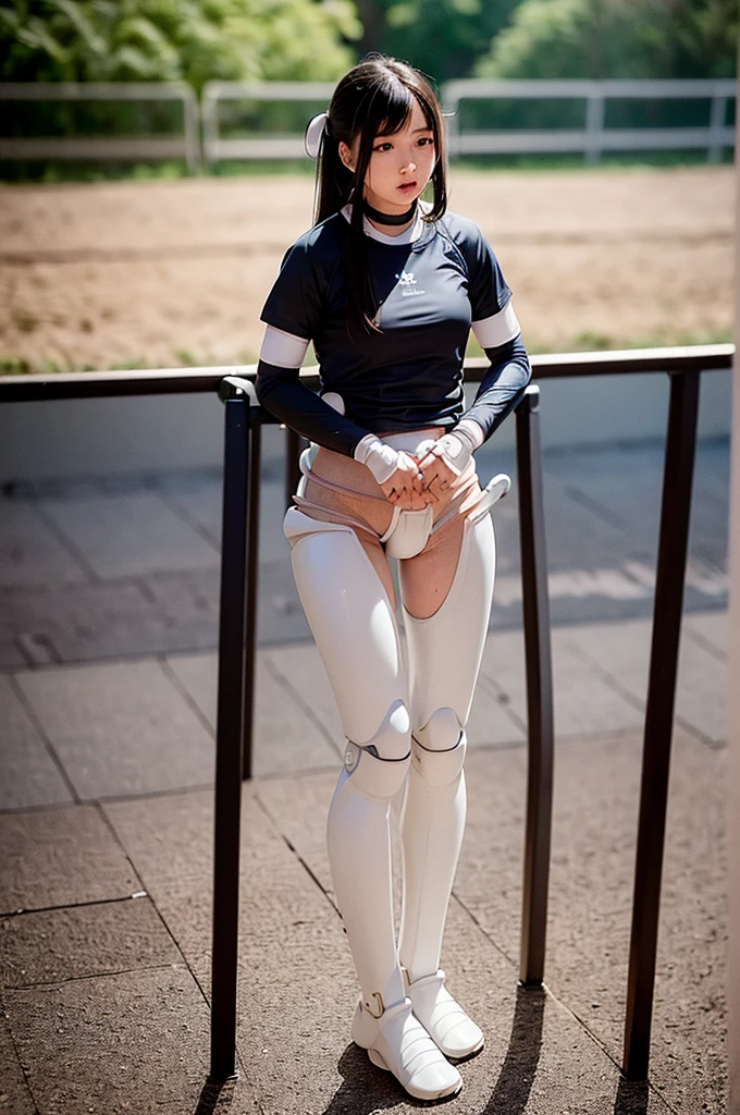 (1girl:1.2), masterpiece, best quality, best detail, best proportion, best anatomy, best face, blush, best shaped breasts, very huge breasts, (black short hair) ((14 year old japanese lowteen):1.3), ((full body shot):0.9), view from side, cameltoe, (cum in pussy), ((prosthetic limbs):1.4), ((prosthetic girl):1.0), (nsfw:1.1) , cameltoe, loose a competition, sadly, tears, blush, (inside volley ball field (background)), (spread her legs wide), (pubic hair), (masturbation:1.45), very wet, volley_uniform,