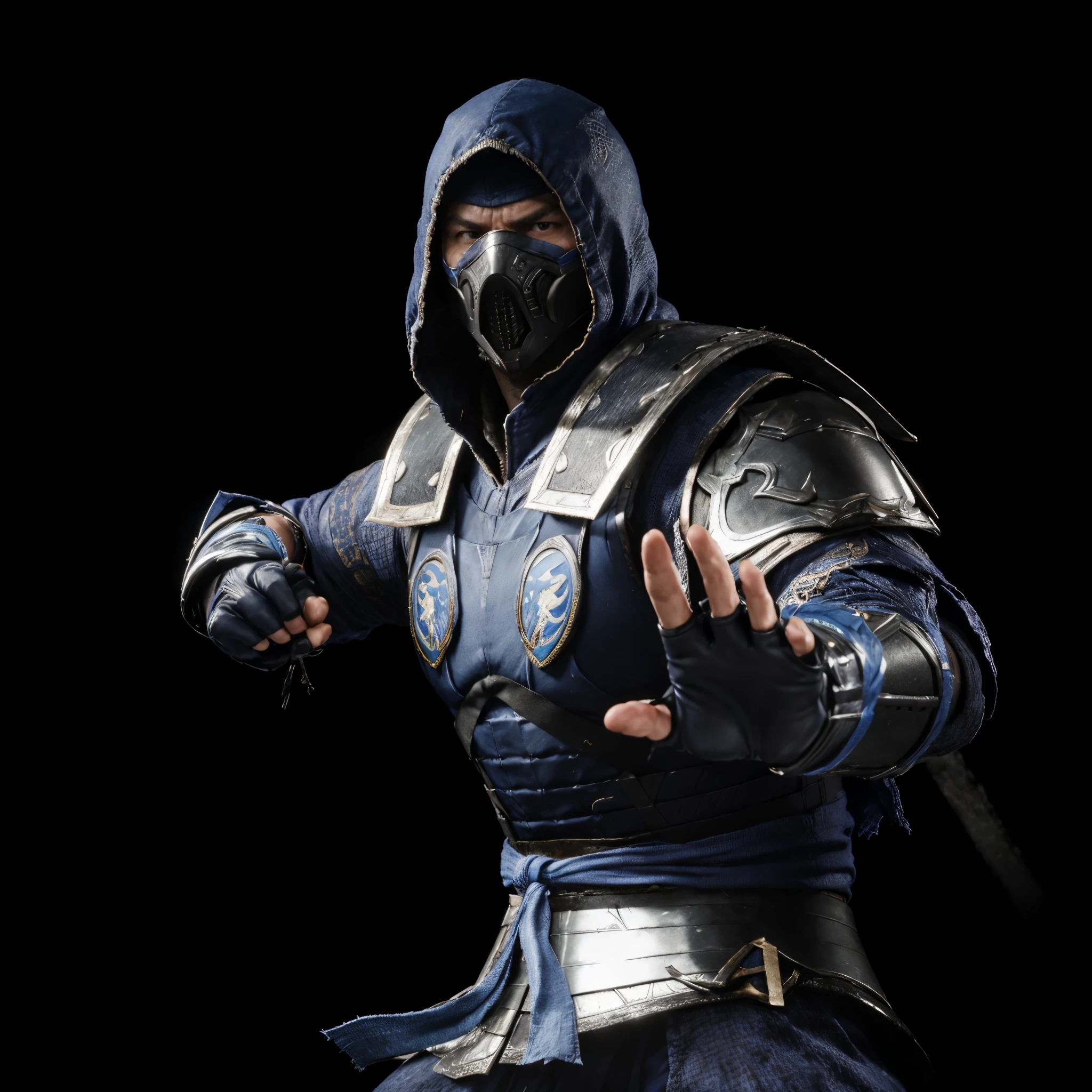 (masterpiece),(best quality:1.0),(ultra high resolution:1.0), warrior lin kuei ,small head, bad face,menacing look, mortal kombat, closeup,1 guy,detailed, face focus, muscular, 8k wallpaper, full body