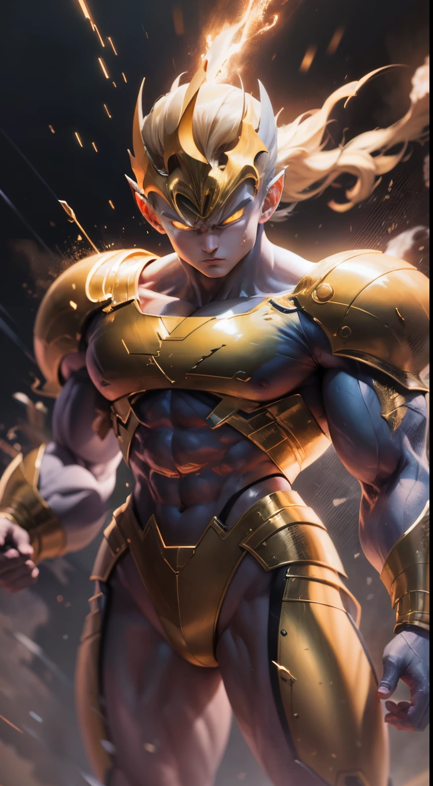 Friso dourado, Modo de estado transformado dourado, Ultra instinto, an epic anime of a energy man, anime epic artwork, Arte conceitual de Dragon Ball Universe, 4 k manga wallpaper, arte de anime digital detalhada, Advanced digital anime art, arte detalhada do anime, badass anime 8 k