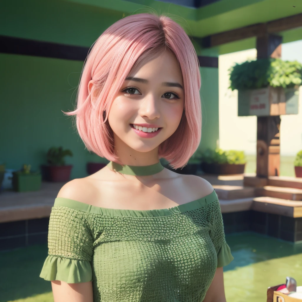 1 chica con cabello largo ondulado y rosa