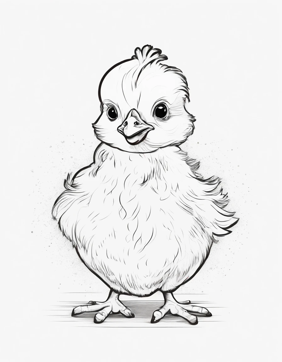 cute baby chicken, cartoon style, low detail, no background, thick lines, no shading