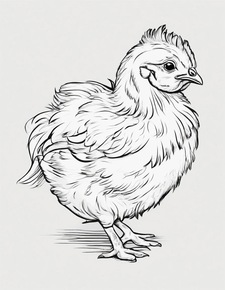 cute chicken, cartoon style, low detail, no background, thick lines, no shading