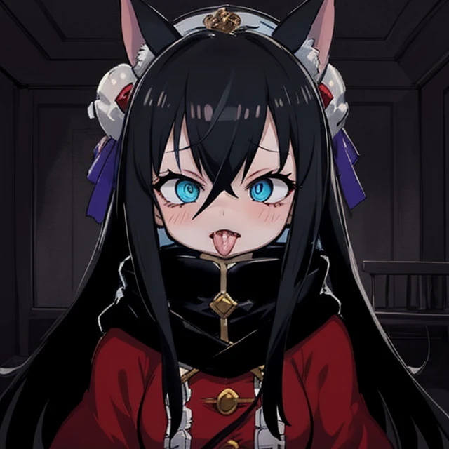 (Ahegao) Anime girl with black hair and blue eyes in a room........, Anime visual de una mujer joven, shalltear from overlord, Hanayamata, Anime visual de una chica linda, seductora chica de anime, Anime Moe Artstyle, 8k!!, 8k!, Retrato de anime de Shiina Ringo, official anime still, Escena de noire moody, Hana Yata (Ahegao)