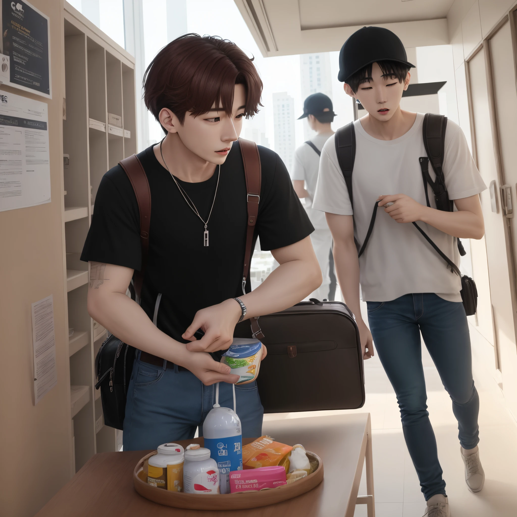 Jungkook cargando a Taehyoung en la espalda