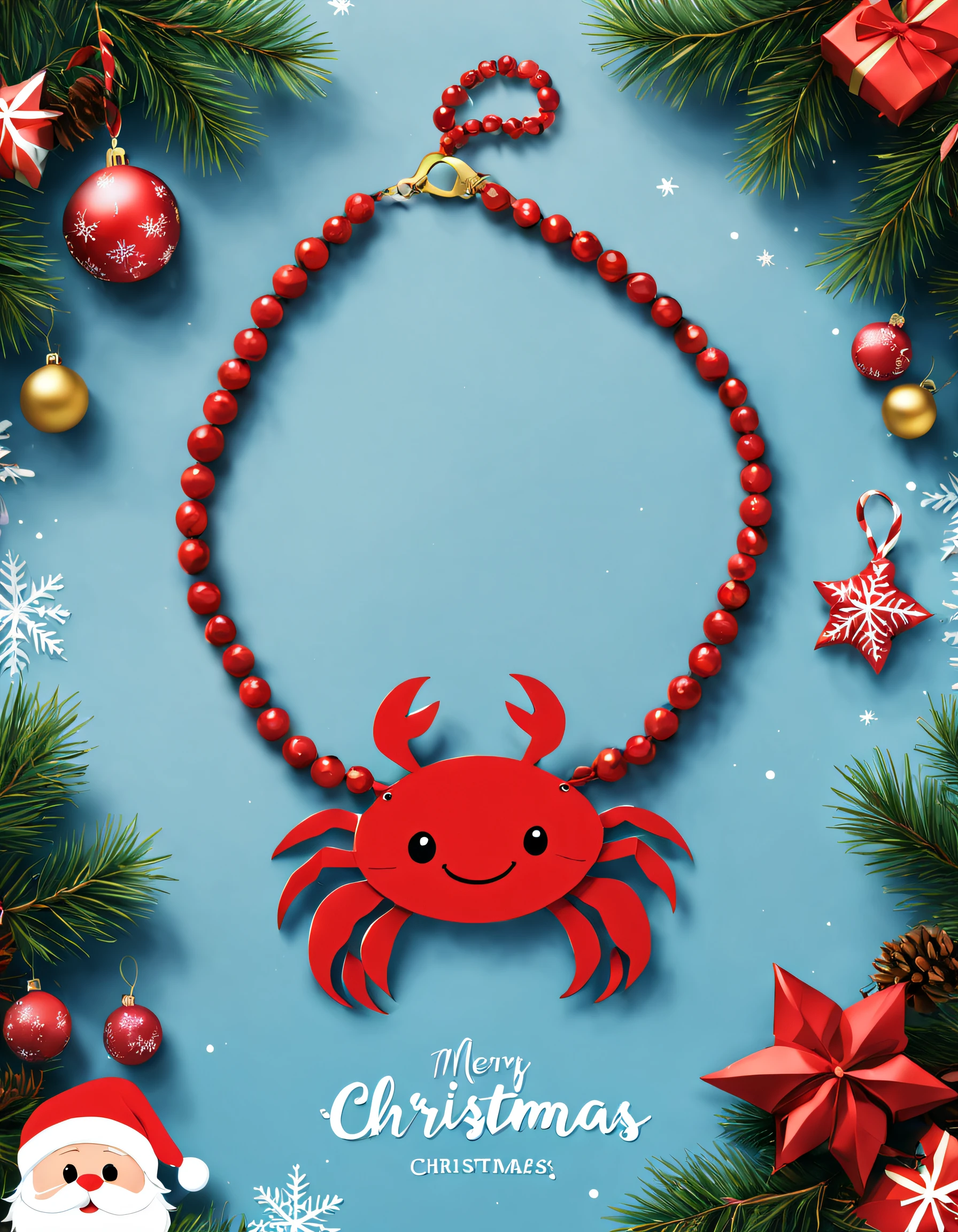 Product design,Poster design,(Little crab creative necklace),Background with:christmas
