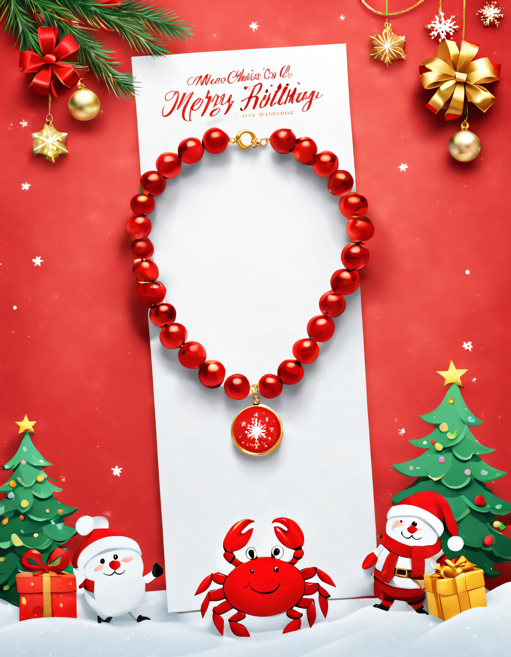 Product design,Poster design,(Little crab creative necklace),Background with:christmas