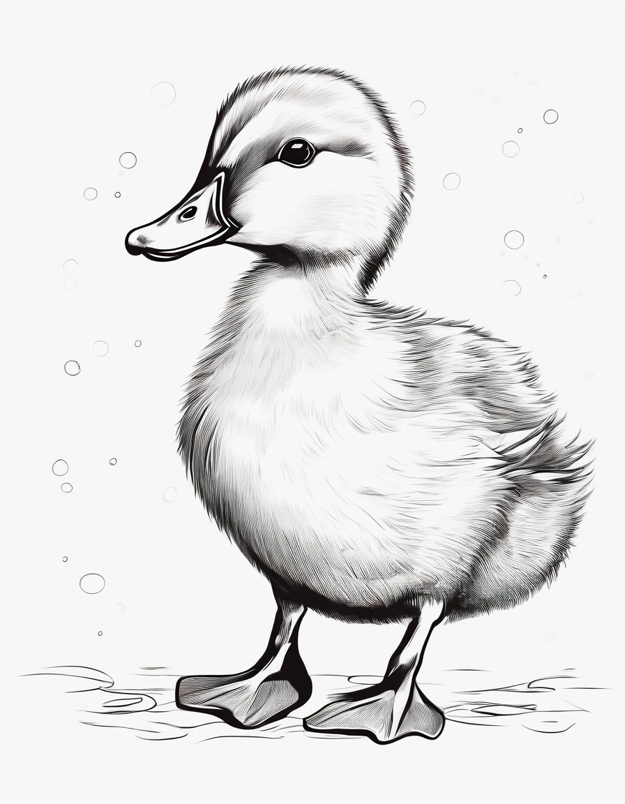cute baby duck, cartoon style, low detail, no background, thick lines, no shading