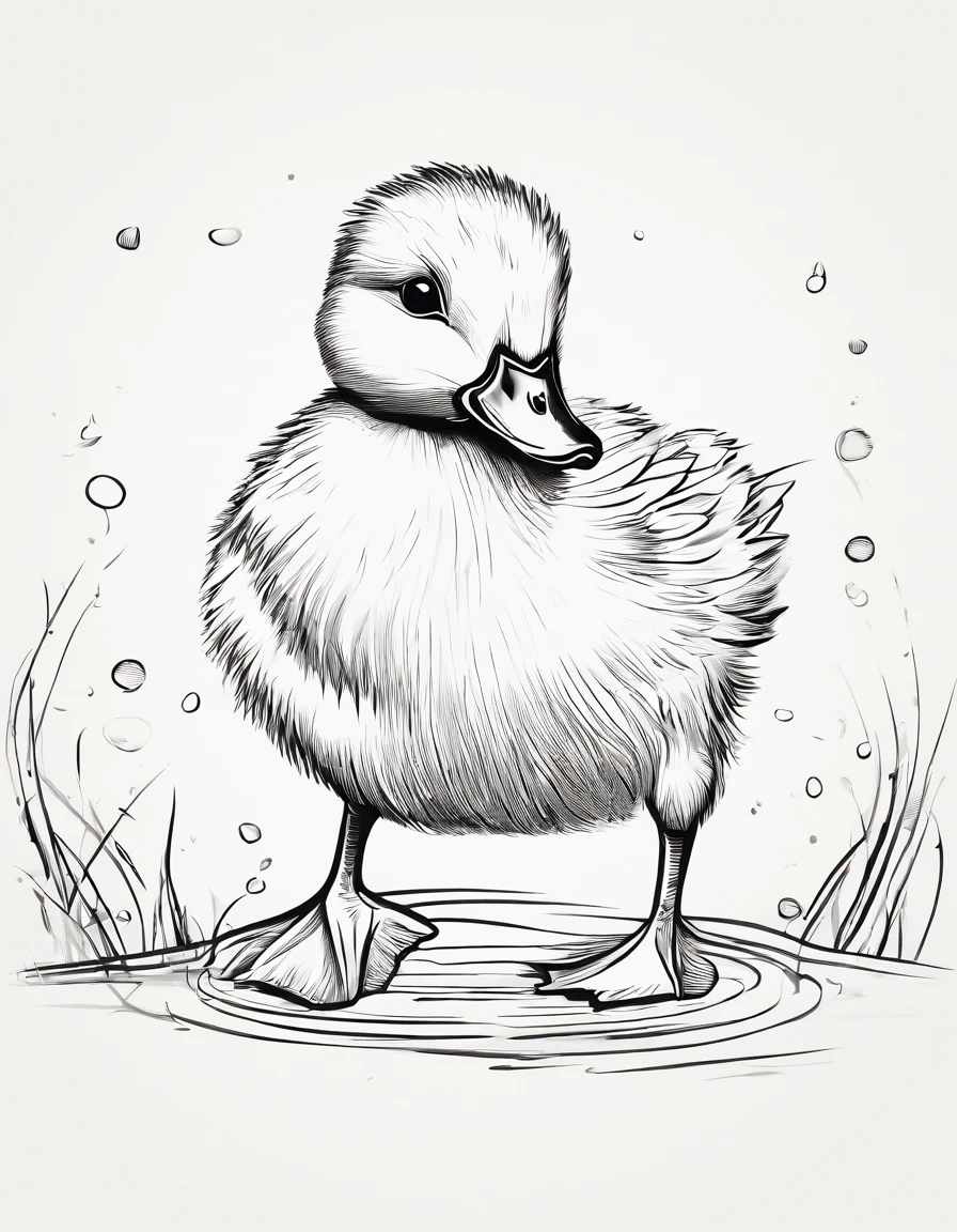cute baby duck, cartoon style, low detail, no background, thick lines, no shading