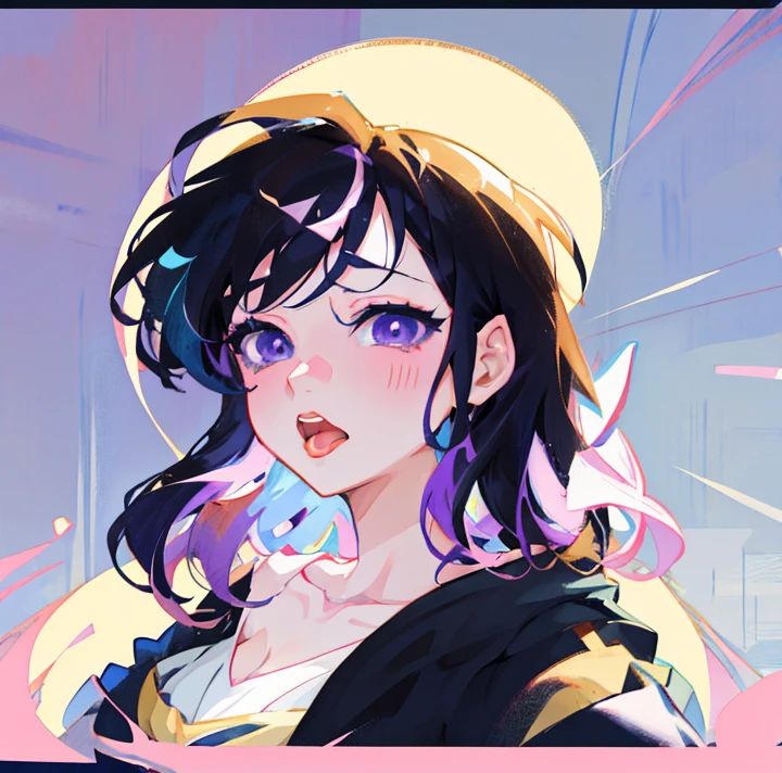 (Ahegao) Anime girl with purple hair and black top.., Anime echii Artstyle, Anime style 4K, Anime style portrait, Anime art style, anime style. 8k, Anime Girl Portrait, Anime Portrait, Made with Anime Painter Studio, Anime Girl Portrait, Anime Girl Portrait, Anime Girl Portrait, Anime Girl, Anime Art Style, An Anime Girl (Ahegao)