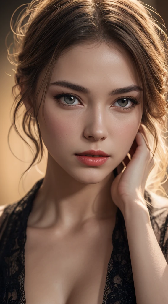 Realistic image of an amazingly beautiful woman without makeup, ID Card , Light hazel eyes with superior details, Perfect eyebrows, Big and red lips, medium cheeks , Real Detailed Faces, natural skin texture, Highly detailed white skin , small breast, black short hair, 巨作, absurdres, Award-winning photo by Lee Jeffreys, Nikon D850 film stock photo, Kodak Portra 400 F1 Camera.6 lens, A highly detailed, superb, delicate details, rich colors, Ultra-realistic and vibrant fabric, dramatic lighting, unreal-engine, trending on Artstation, Cinestil 800 Tungsten, looking at the scenes, realistic photo, RAW photo, Tanvertamim, highs quality, highres, sharp focus, A highly detailed, cinematic lighting, 8K UHD