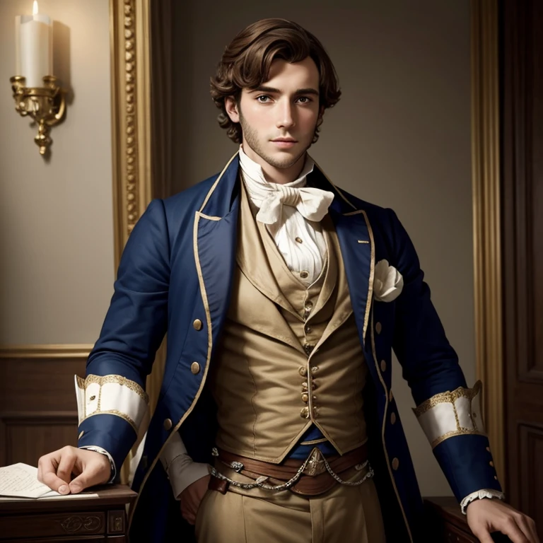 Hombre hermoso, Guillaume Tholly Parte superior del cuerpo, British regency attire from the 19th century era