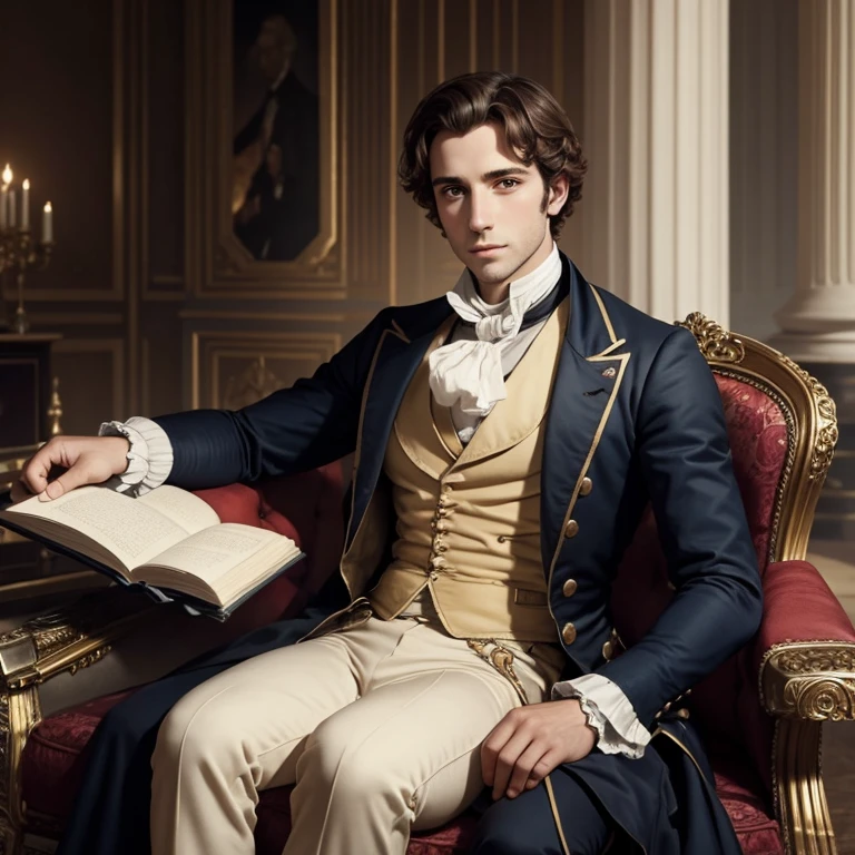 Hombre hermoso, Guillaume Tholly  Parte superior del cuerpo, British regency attire from the 19th century era