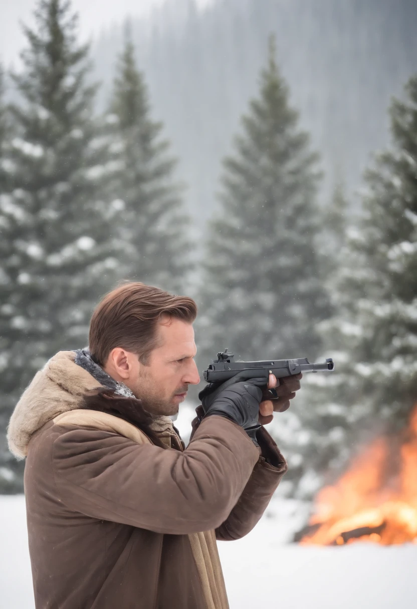 movie「die hard 2」Famous scenes of、Bruce Virus、Snow Airport、terrorist、gun fight、Christmas tree、hold a gun、yuki、yuki、yuki、white Christmas、Christmas tree、Aircraft burning in the background、gun fight、