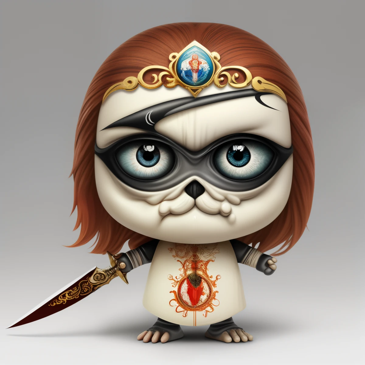 Design de um olho com uma espada e uma linda de monstro