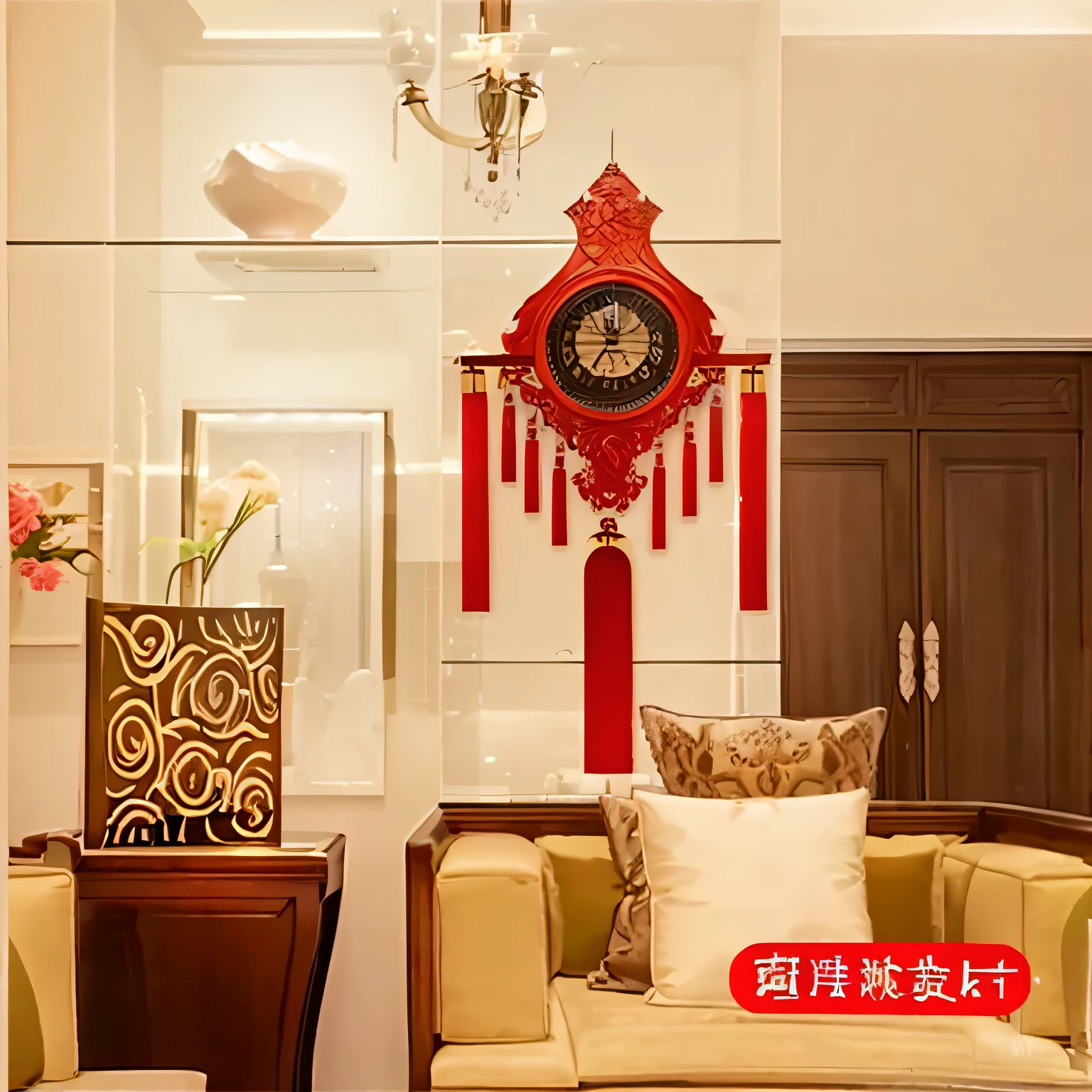 There is a white vertical air conditioner in the living room,with glass shelf, high end, Creamery, high detal, lacquered glass, placed in a living room, tmasterpiece, Very luminous design, Exhibited, vertical orientation, elegant design, enviroment, white colors, Magnificent design