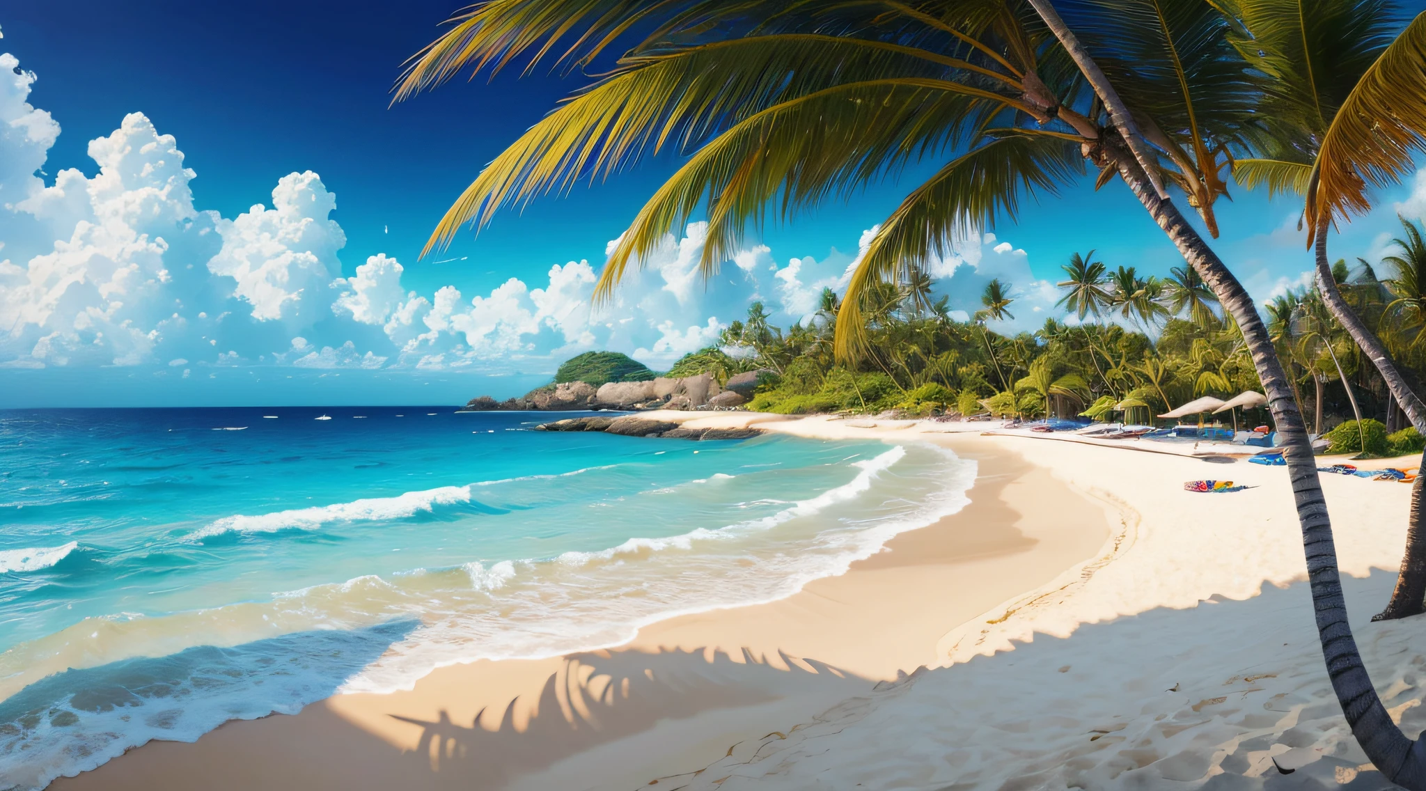 obra-prima, melhor qualidade, arte oficial, extremamente detalhado CG unidade de papel de parede 8k, illustration, paradisiacal beach ethereal landscape