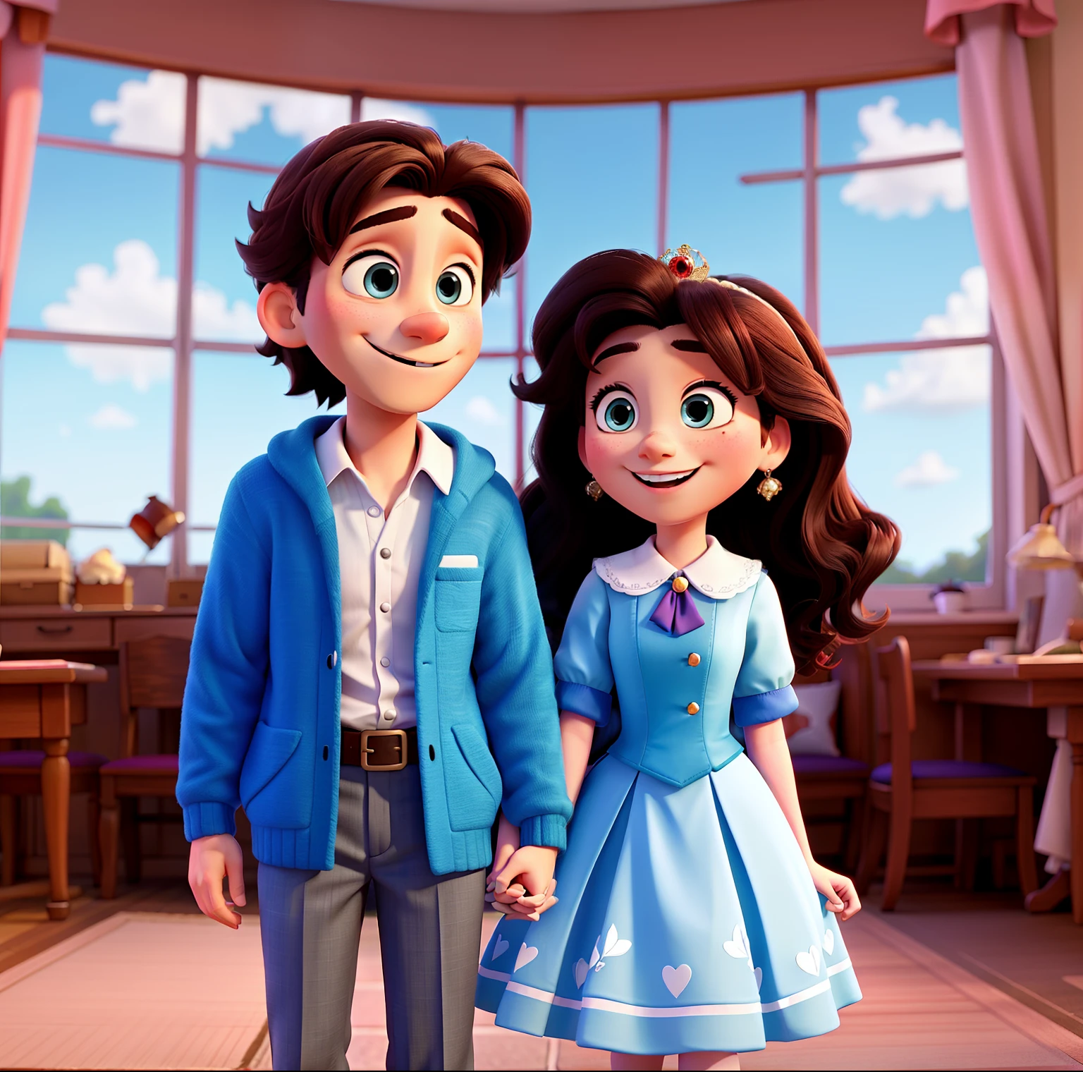 Happy Couple Likes Love From Disney Movies