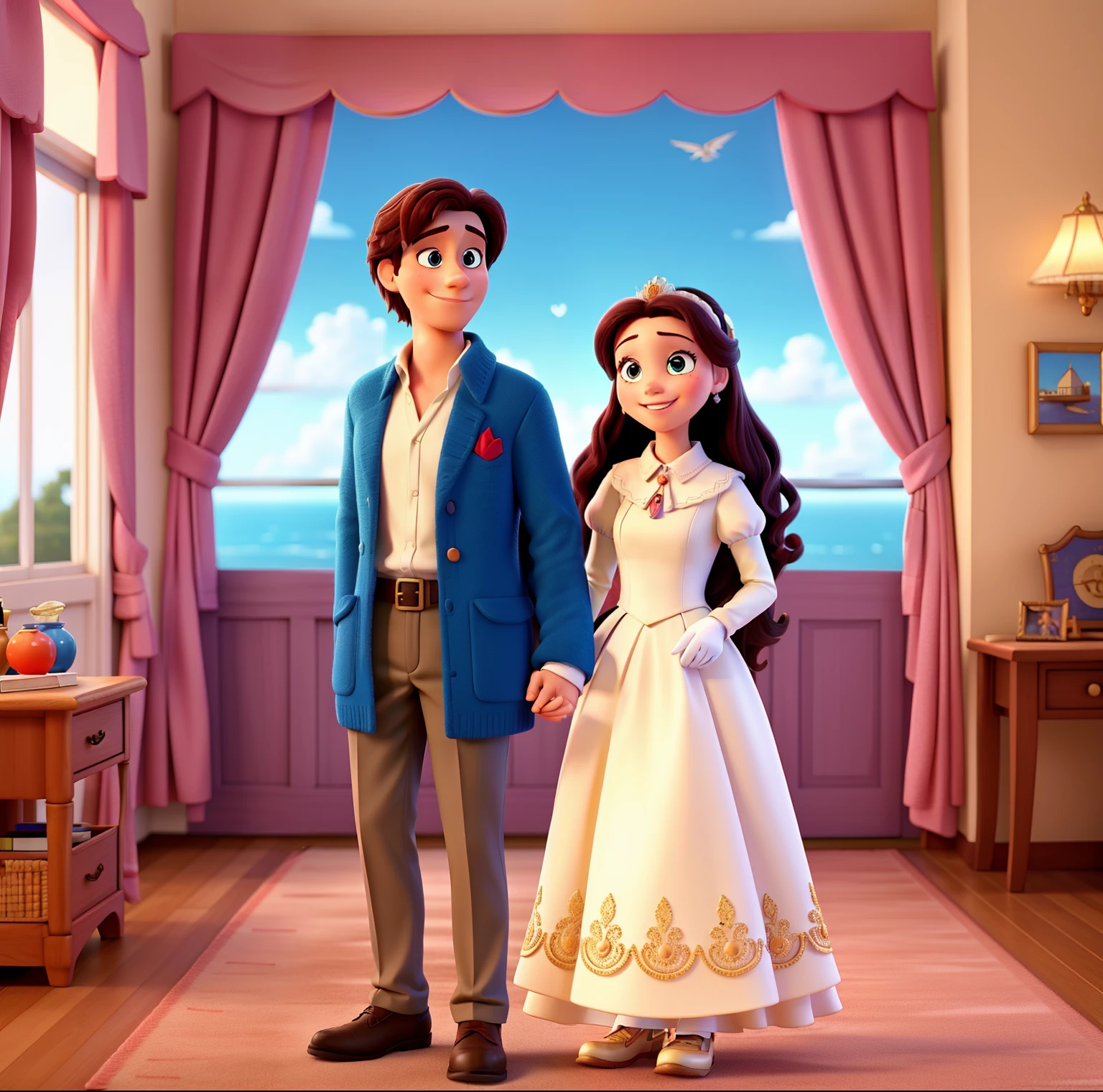Happy Couple Likes Love From Disney Movies