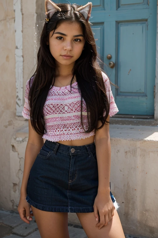 mexican girl whit cat