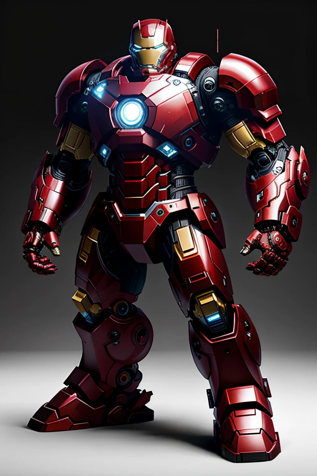Android like marvel's hulkbuster, Cyberpunk, 8k, with helmet like ironman, with armor full white and black color