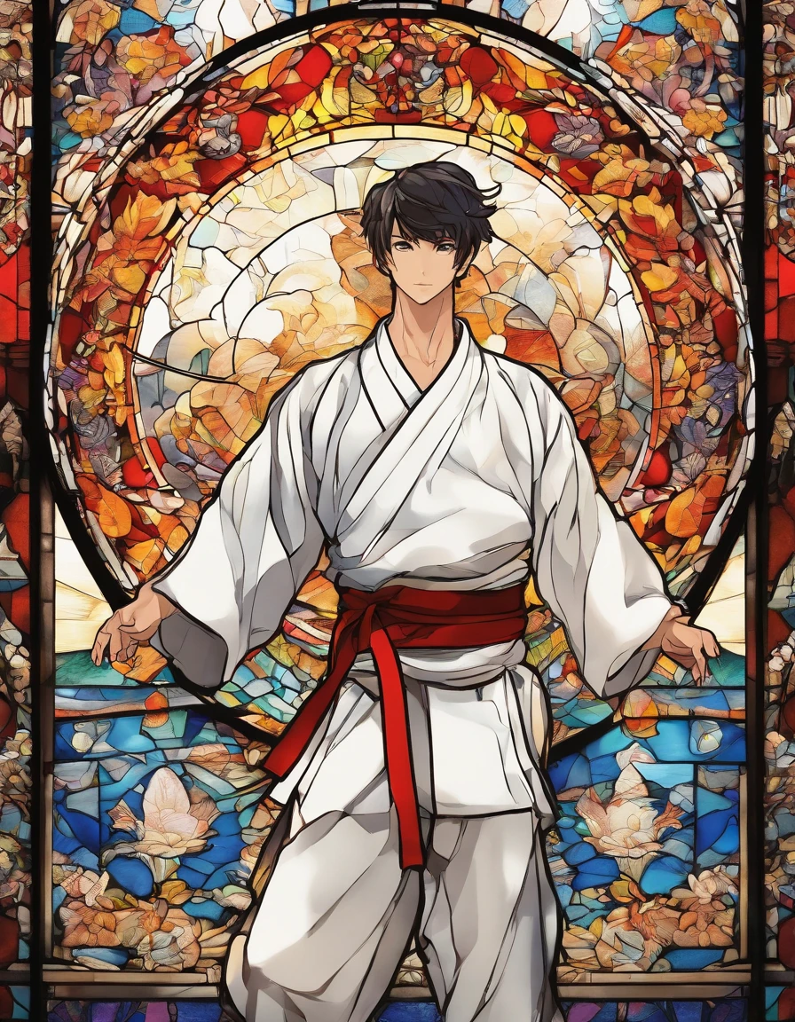 1 rapariga, karateka, 18year old, white karategi.long-sleeve、