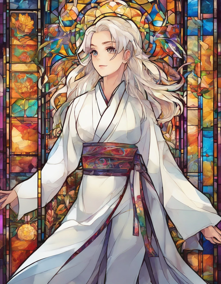 1 rapariga, Empty-handed home, 18year old, long-sleeve,long trousers、White Karate Uniform、length hair、Beautiful face