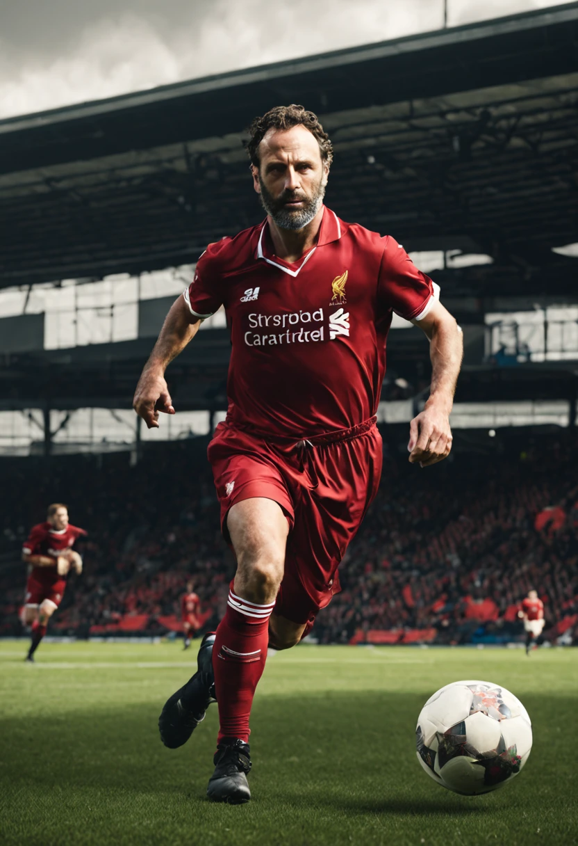 Rick Grimes playing football for liverpool