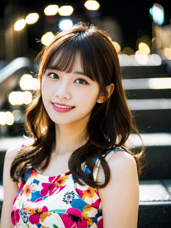 (masutepiece:1.3), High resolution, ultra-detailliert, the Extremely Detailed CG Unity 8K Wallpapers, Realistic, Photorealsitic, Raw photo, beautifull detailed face, pale skin, Realistic glitter skin, Detailed Cloth Texture, detailed hair texture, Perfect body, Beautiful face, 准确, Anatomically correct, Highly detailed face and skin texture, Natural neck length, (Beautiful hands), (Fair skin:1.2), thin legs, Thin feet, (Teeth are neatly arranged:1.1), Sweaty skin,
BREAK,
Detailed eyes, symmetrical eye, Light brown eyes, Double eyelids, Thin eyebrows, (Glossy lips:1.4), ((Pretty smile:1.2)), (blush:1.1), (small shiny hair ornament:1.1),
BREAK,
(elegant girl:1.3), (wearing a tight dress (qipao dress:1.2) There is a white floral pattern),
BREAK,
Large breasts, Slender figure, Firm abs,
((up do hairstyle, dark brown hair, Wavy Hair, Long hair, asymmetricalbangs:1.2)), (Close-up shot shots:1.2), (A sideways glance at the audience:1.1), From next to me,
BREAK,
((sit on stairs,Gently lift your chin in Odaiba:1.2)), ((Huge colorful fireworks bloom in the night sky:1.2)),