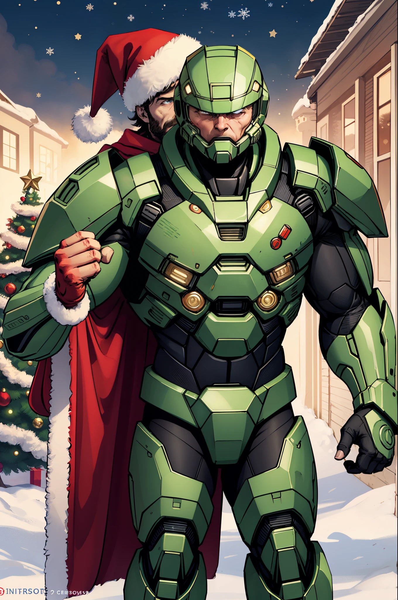 Master Chief in a Santa Outfit