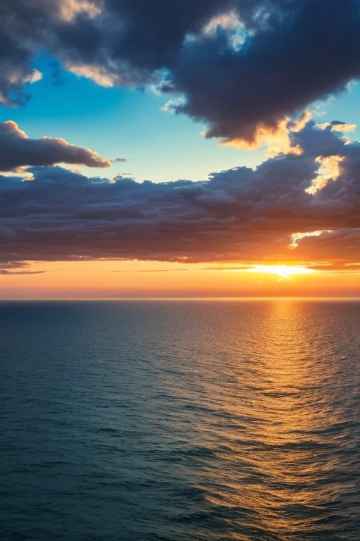 (Best Shots、Realistic Photos、32K、An ultra-high picture quality、ultra-quality、Attention to detail)Bird's perspective、big horizon、An island appeared across the sea、Earth can be seen in the background、A beautiful meteor falls、landscape shot、most beautiful photo、thunder clouds、beautiful sunset illuminated by the sun、A faint moon can be seen in the background