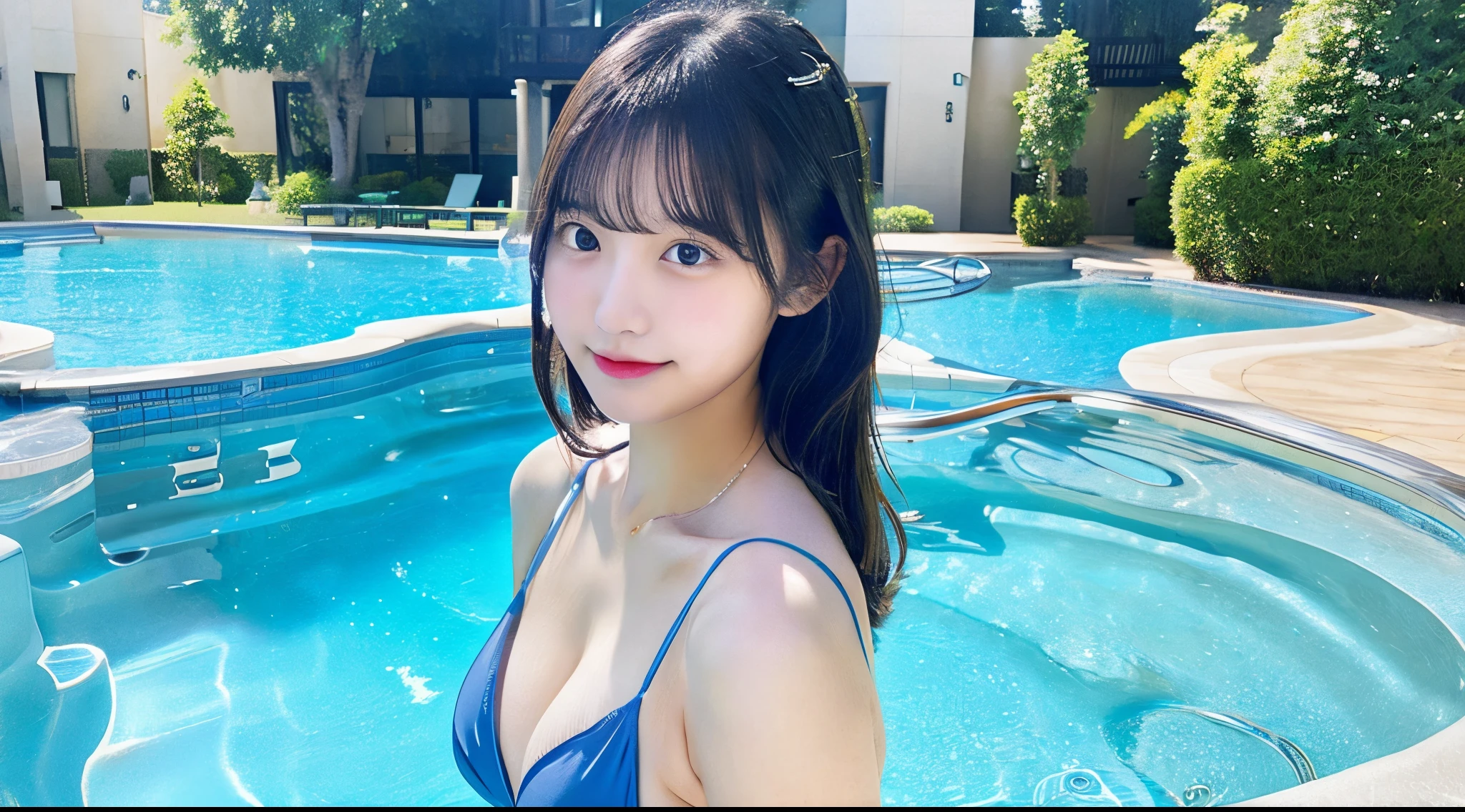 Cute JD 18 years old in a blue bikini(F Cup Bust)