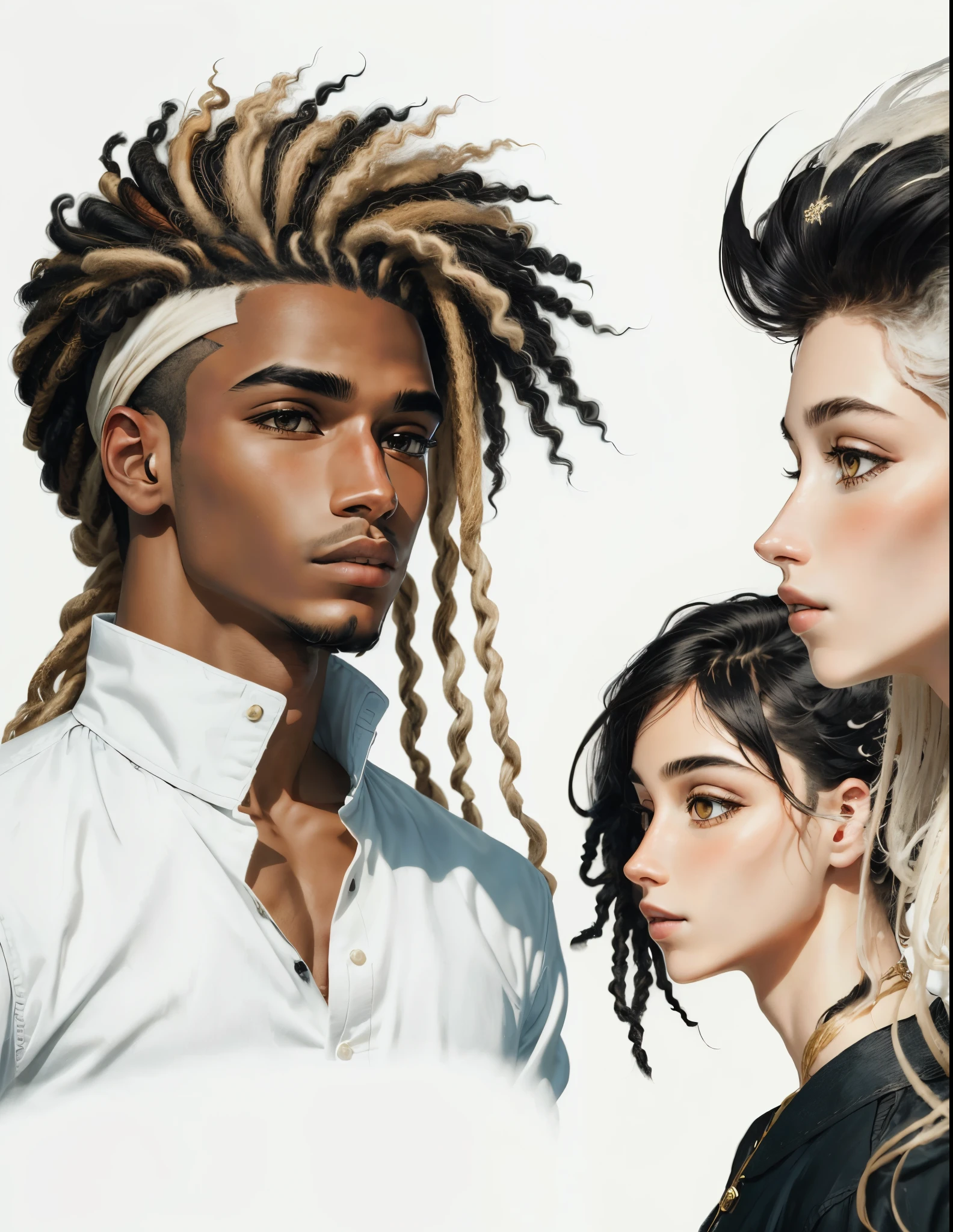 Mixed male with medium dreads half black and half bleached having sex with white female with short fluffy black hair amd a nose ring