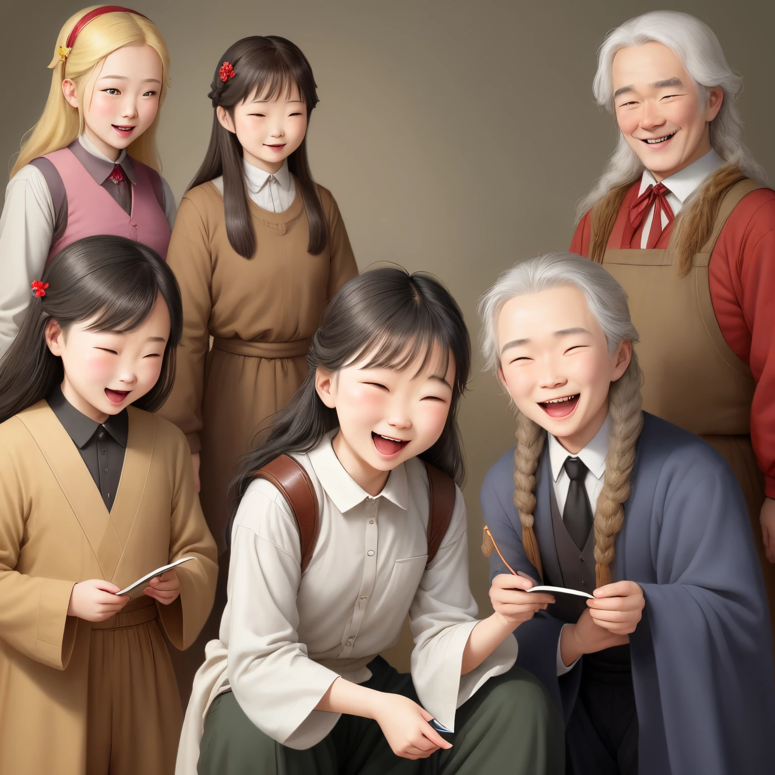 draw an expression，3:2 pairs of happy characters，long trousers，Follow the Lord Jesus，lead a miserable life