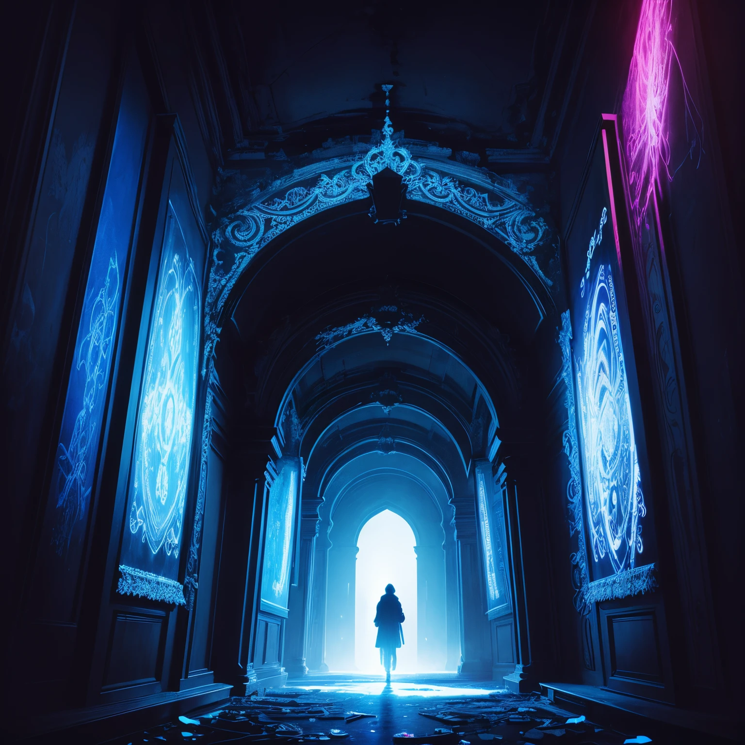 masterpiece, A code that emerges under the black light, art work, dark room