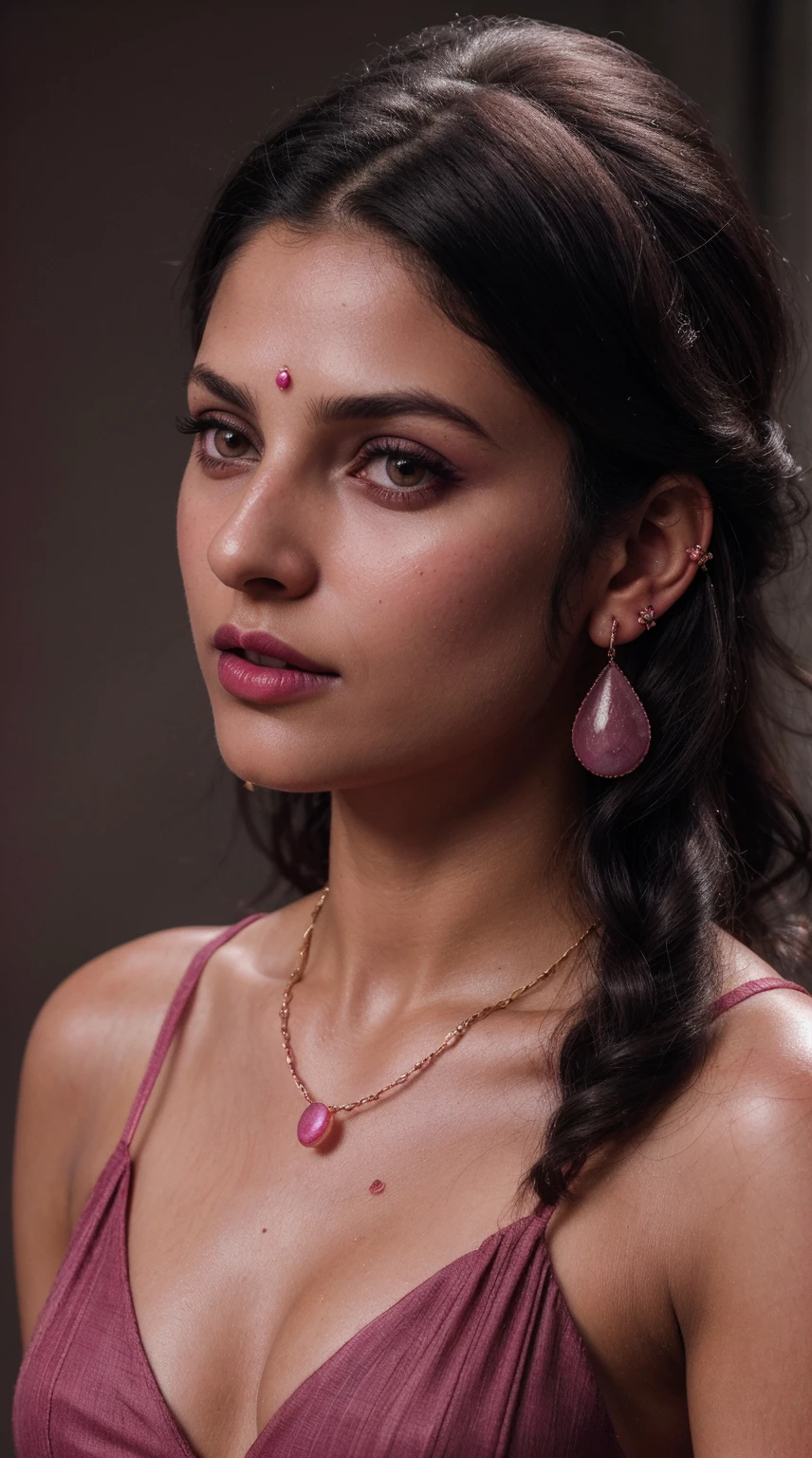 Indian treditional Salwar Kameez dark, solo girl, (RAW photo, realism: 1.8), (very dark pink lip gloss, jet dark pink lipstick, realistic eyelashes, dark brown eye shadow, shy, blushing, high quality, high resolution, depth of field, chromatic aberration, caustic, wide light, natural colors, 19 year old girl), necklaces, chokers, earrings, nose pin, bracelets, soft skin, fair pink skin, small breasts size, oily shine skin, slime nose, soft skin,