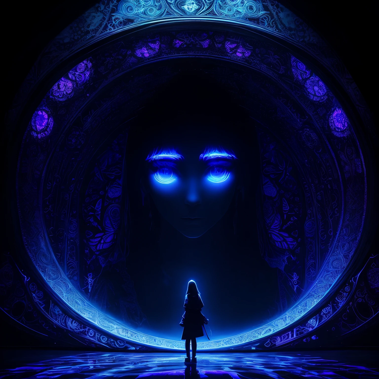 masterpiece, A code that emerges under the black light, art work, dark room