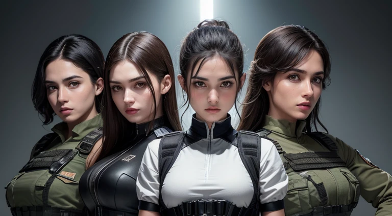 Unreal Engine 5 8K UHD de uma jovem militar milher (Soldado mulher com uniforme branco e fuzil, ammo belt, Bulletproof military vest, luva, Radio, granada:1.2), (olhos azuis brilhantes:1.1), (Supermodelo:1.4), montanha de neve, melhor qualidade. elegante, kai'sa, HDR, detalhes intrincados, hiperdetalhado, cinemactic.