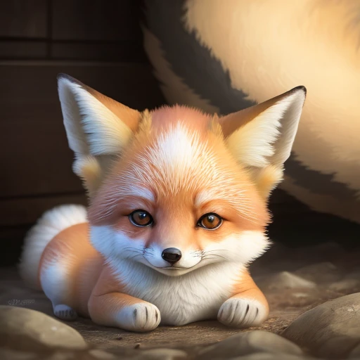baby fox、drawn with polygons