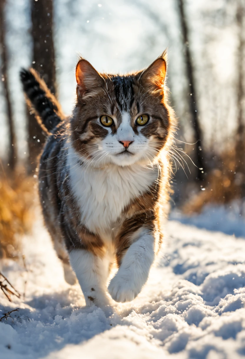 mj, RTX, 4k, HDR, Anna Razumovskaya, Casey Baugh, Antonio Mora, Aminola Rezai, 
Giovanni Boldini, art, realistic art. cat running, first snow, flakes, 
partial snow cover, film still, breathtaking, falling leaves, melancholic mood, 
nature's farewell in the rustling of gusts of wind, photorealism, film grain, 
film still, bokeh, intricate detail, perfect composition, 
beautiful detailed complexity Insanely Detailed Octane Rendering, 
4k Fine Art Photography, Photorealistic Concept Art, 
Soft Natural Volume Cinematic Perfect Light, Chiaroscuro, 
Award Winning Photography, Masterpiece, Oil on Canvas,